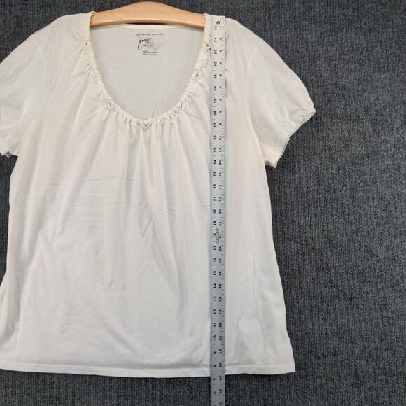 JMS Just My Size Round Neck Tunic Top Womens Plus Size 3X Short Sleeve White - Picture 12 of 14
